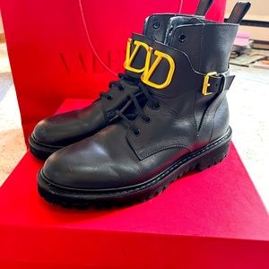 Valentino V Logo Combat Boot Size 40
